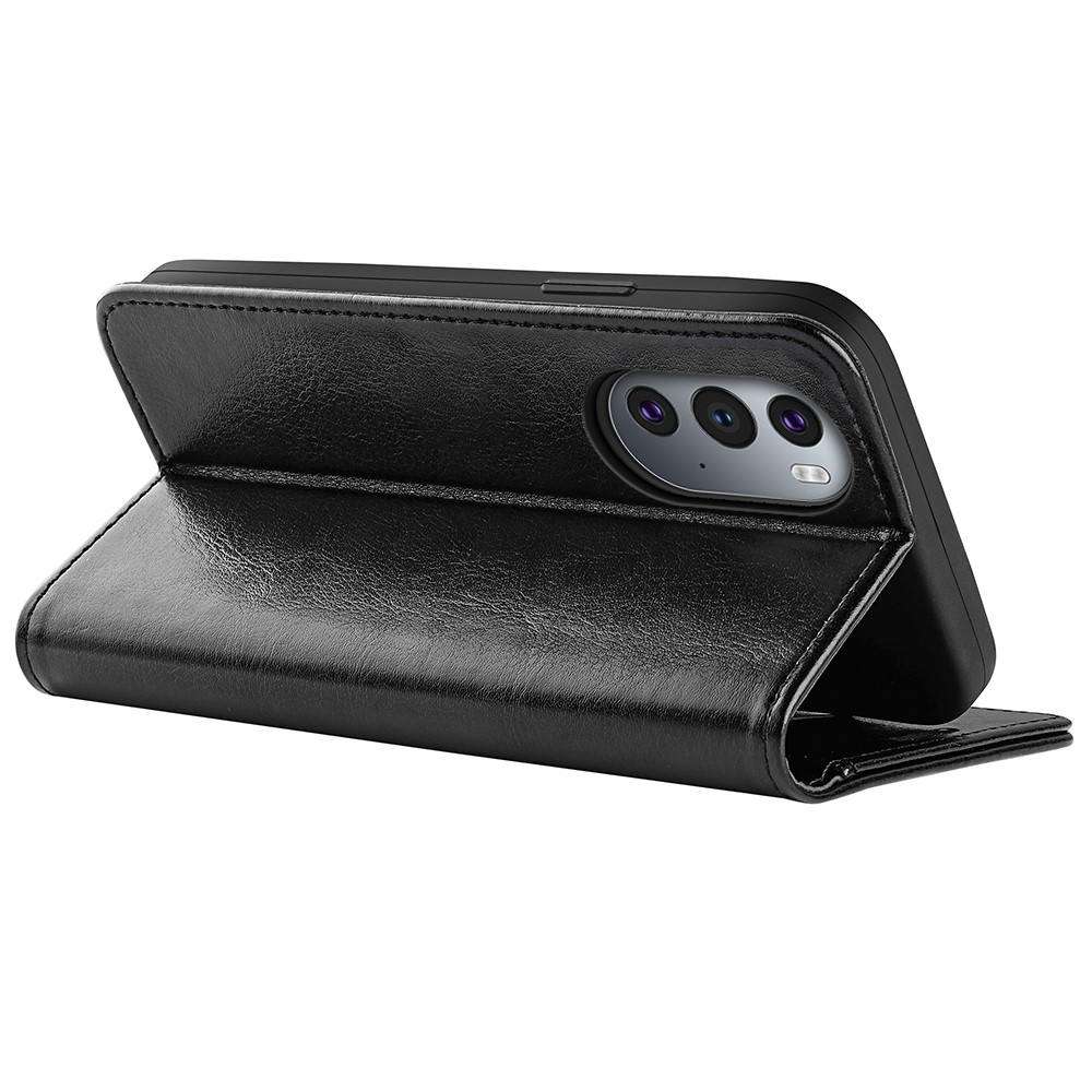 Crazy Horse Texture PU Leather + Inner TPU Shell Stand Wallet Flip Phone Case for Motorola Edge 30 Ultra - Black-7