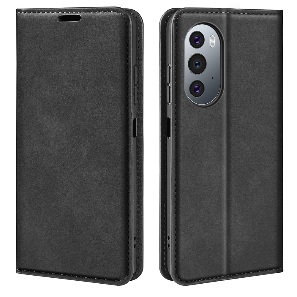 Mobile Phone Cover Shell TPU + PU Leather Phone Case with Supporting Stand and Wallet Design for Motorola Edge 30 Ultra - Black-1