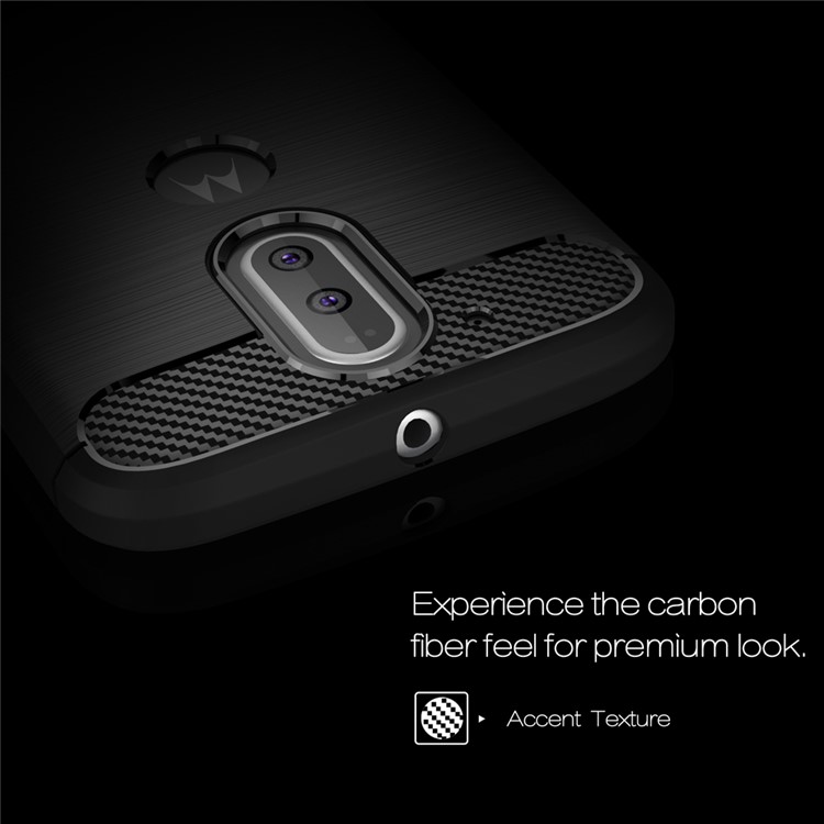 Carbon Fibre Brushed TPU Shell Case for Motorola Moto G4 / G4 Plus - Black-3