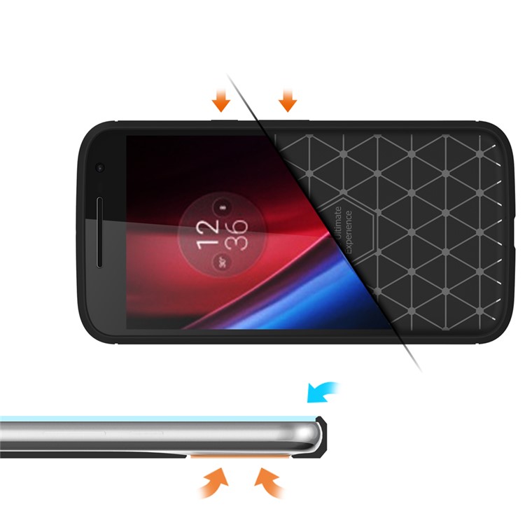 Carbon Fibre Brushed TPU Shell Case for Motorola Moto G4 / G4 Plus - Black-7