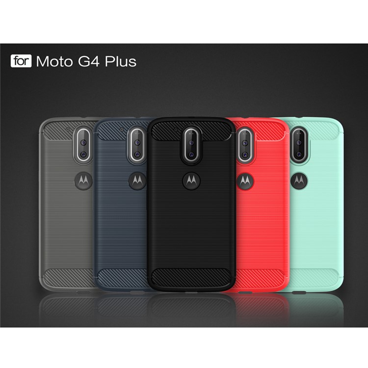 Carbon Fibre Brushed TPU Shell Case for Motorola Moto G4 / G4 Plus - Black-9