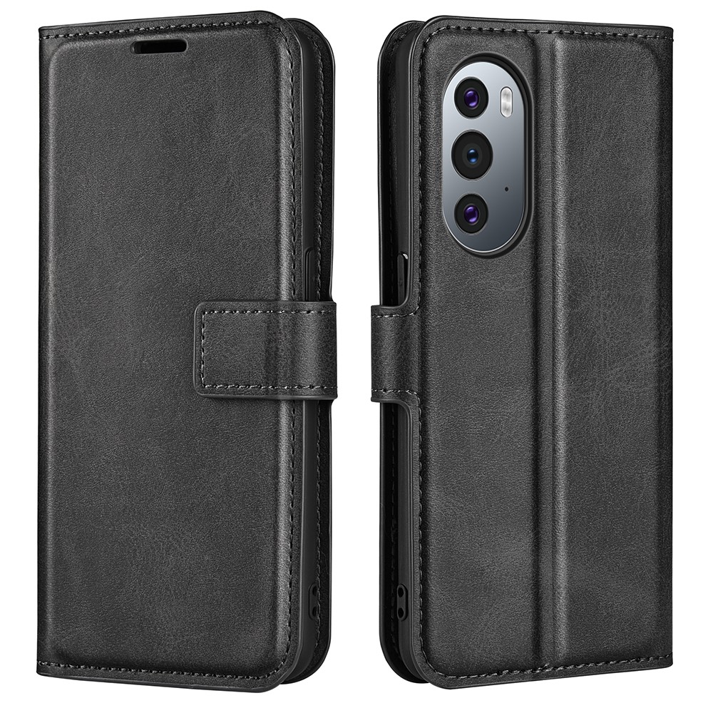 Magnetic Clasp Folio Flip PU Leather + Soft Inner TPU Phone Case Stand Wallet Shockproof Protective Cover for Motorola Edge 30 Ultra - Black-1