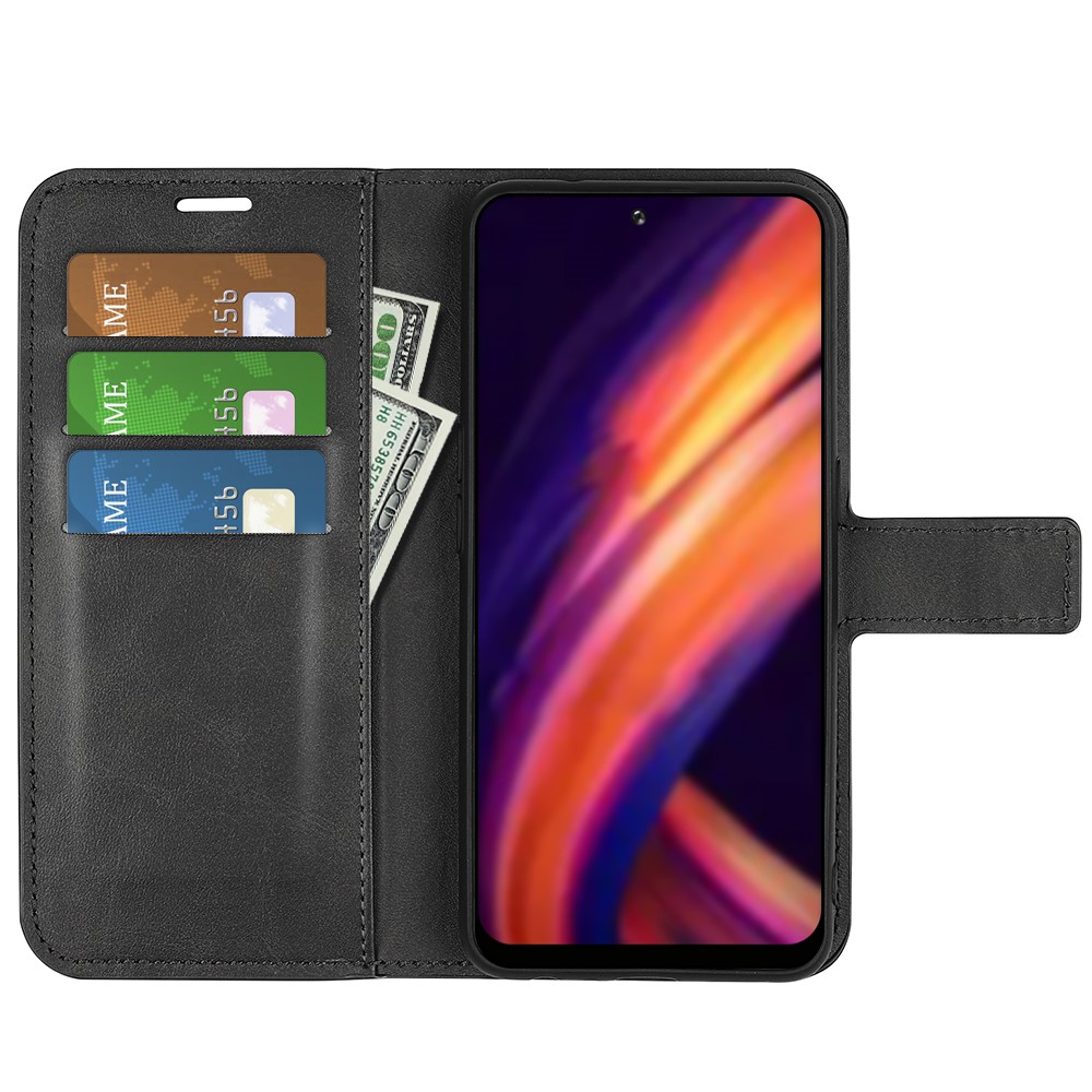 Magnetic Clasp Folio Flip PU Leather + Soft Inner TPU Phone Case Stand Wallet Shockproof Protective Cover for Motorola Edge 30 Ultra - Black-4