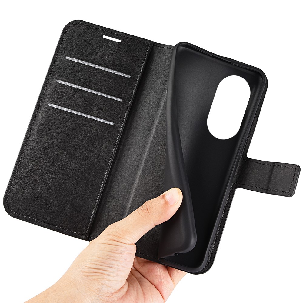 Magnetic Clasp Folio Flip PU Leather + Soft Inner TPU Phone Case Stand Wallet Shockproof Protective Cover for Motorola Edge 30 Ultra - Black-6