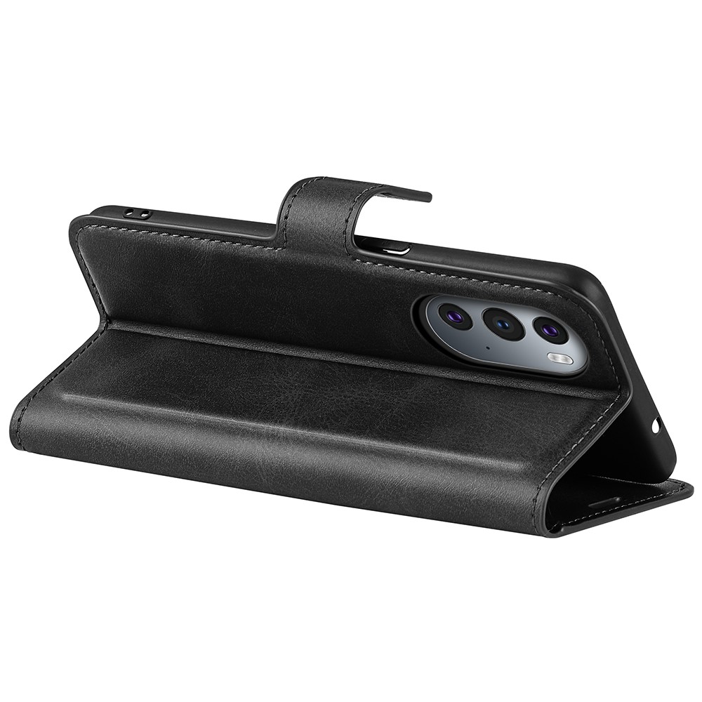 Magnetic Clasp Folio Flip PU Leather + Soft Inner TPU Phone Case Stand Wallet Shockproof Protective Cover for Motorola Edge 30 Ultra - Black-7