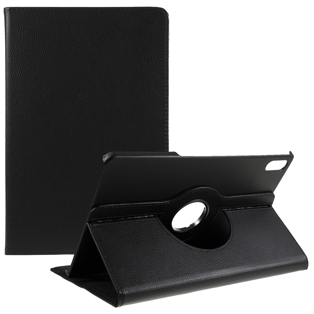 360 Degree Rotary Stand Elastic Band Closure PU Leather Tablet Case Cover for Lenovo Tab P12 Pro - Black-1