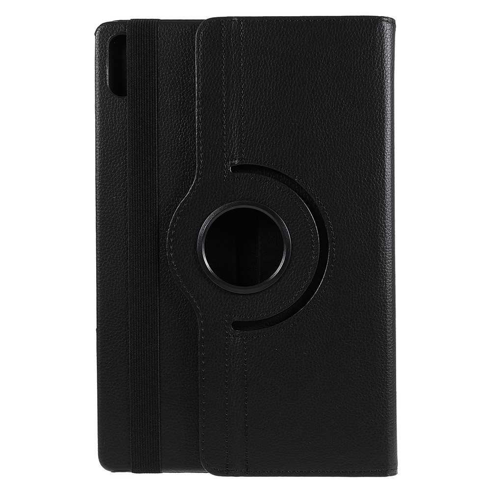 360 Degree Rotary Stand Elastic Band Closure PU Leather Tablet Case Cover for Lenovo Tab P12 Pro - Black-4