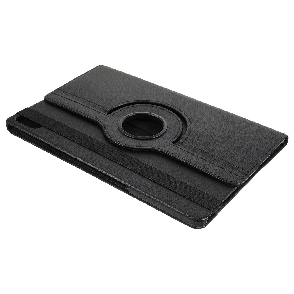 360 Degree Rotary Stand Elastic Band Closure PU Leather Tablet Case Cover for Lenovo Tab P12 Pro - Black-6