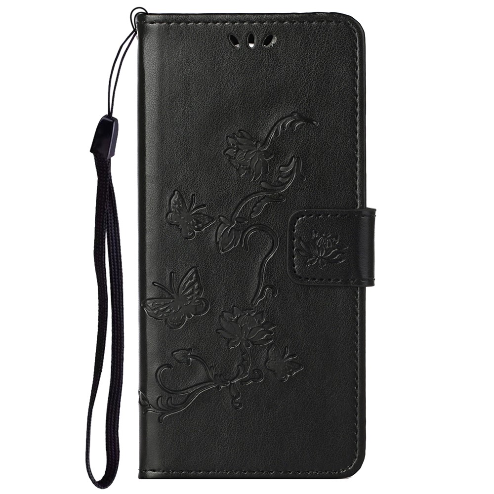 Imprinted Butterflies Flower Anti-fall PU Leather Wallet Function Phone Case Stand Shell for Motorola Moto G51 5G - Black-2