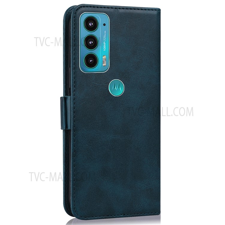 Cat Butterfly Imprinting Skin Feel PU Leather Wallet Stand Phone Case Shell with Strap for Motorola Moto E20/E30/E40 - Blue-3