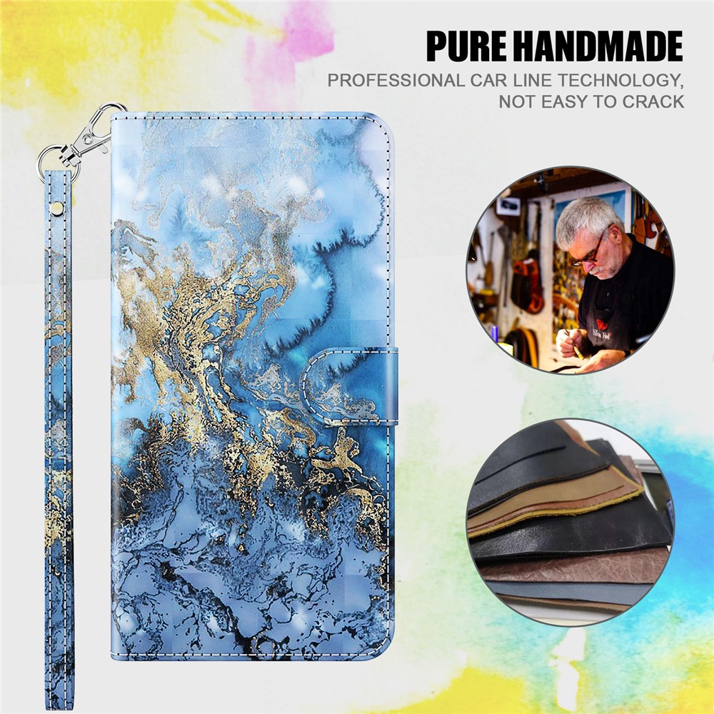 PU Leather Shockproof Phone Cover 3D Pattern Printing Stand Phone Case with Wallet Strap for Motorola Moto E20/E30/E40 - Bauhinia Valley-6