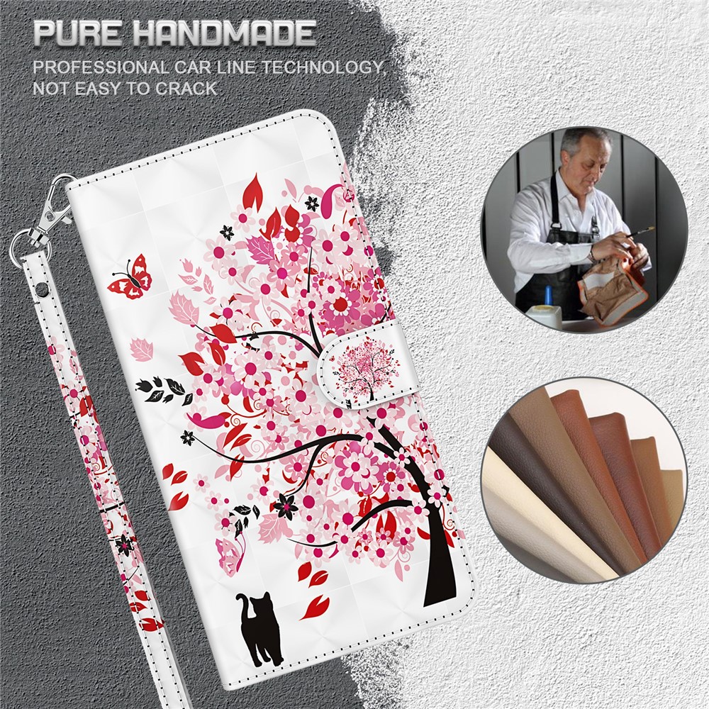 PU Leather Wallet Stand Phone Case 3D Pattern Printing Protective Cover with Strap for Motorola Moto G51 5G - Wish Tree-6