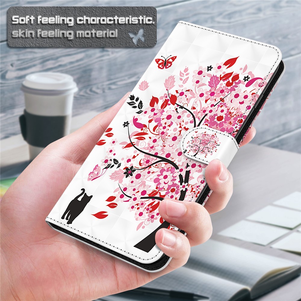 PU Leather Wallet Stand Phone Case 3D Pattern Printing Protective Cover with Strap for Motorola Moto G51 5G - Wish Tree-8