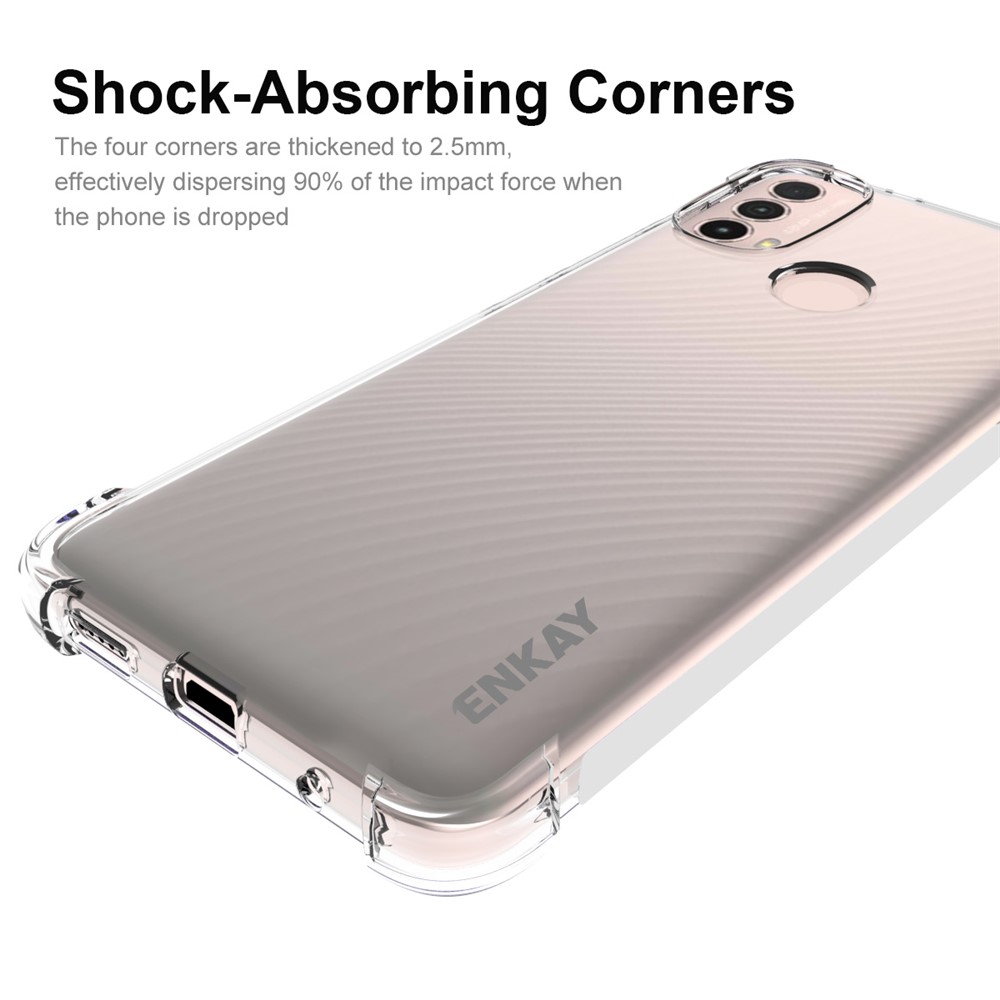 ENKAY Drop-resistant Enhanced Four Corner Anti-slip Side Strip Clear TPU Phone Case Cover for Motorola Moto E30/E40-2