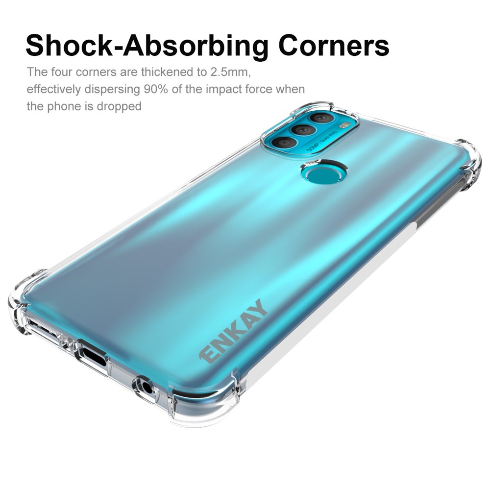 ENKAY Crystal Clear Enhanced Four Corner Anti-slip Side Edge TPU Phone Case Cover for Motorola Moto G71 5G-2