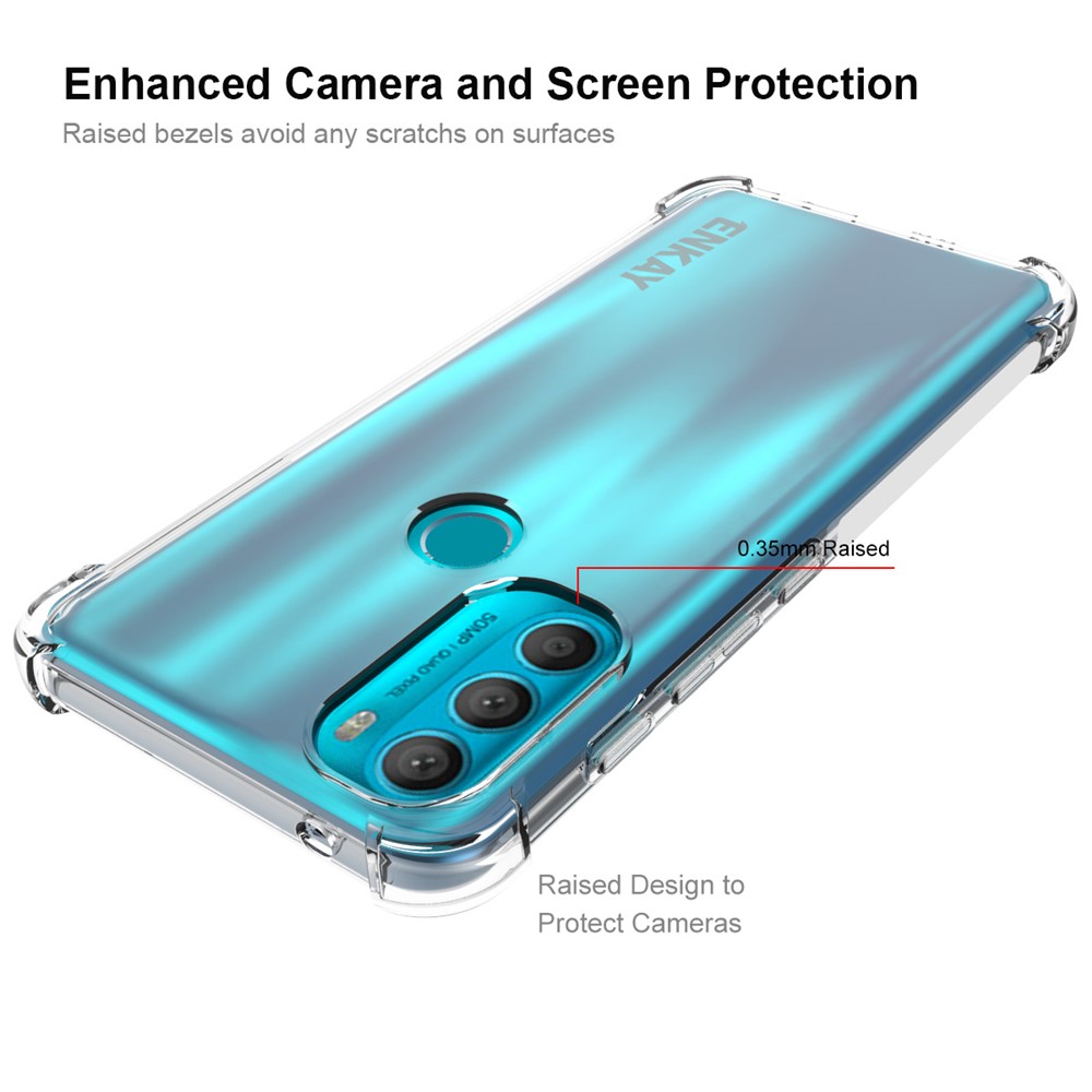 ENKAY Crystal Clear Enhanced Four Corner Anti-slip Side Edge TPU Phone Case Cover for Motorola Moto G71 5G-3