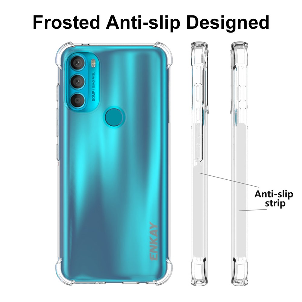 ENKAY Crystal Clear Enhanced Four Corner Anti-slip Side Edge TPU Phone Case Cover for Motorola Moto G71 5G-4