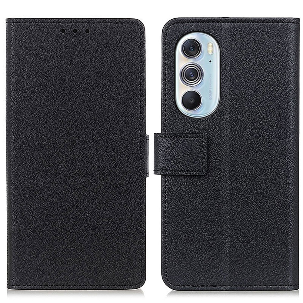 Magnetic PU Leather Protective Flip Cover Stand TPU Shockproof Interior Case with Wallet for Motorola Edge X30 - Black-1