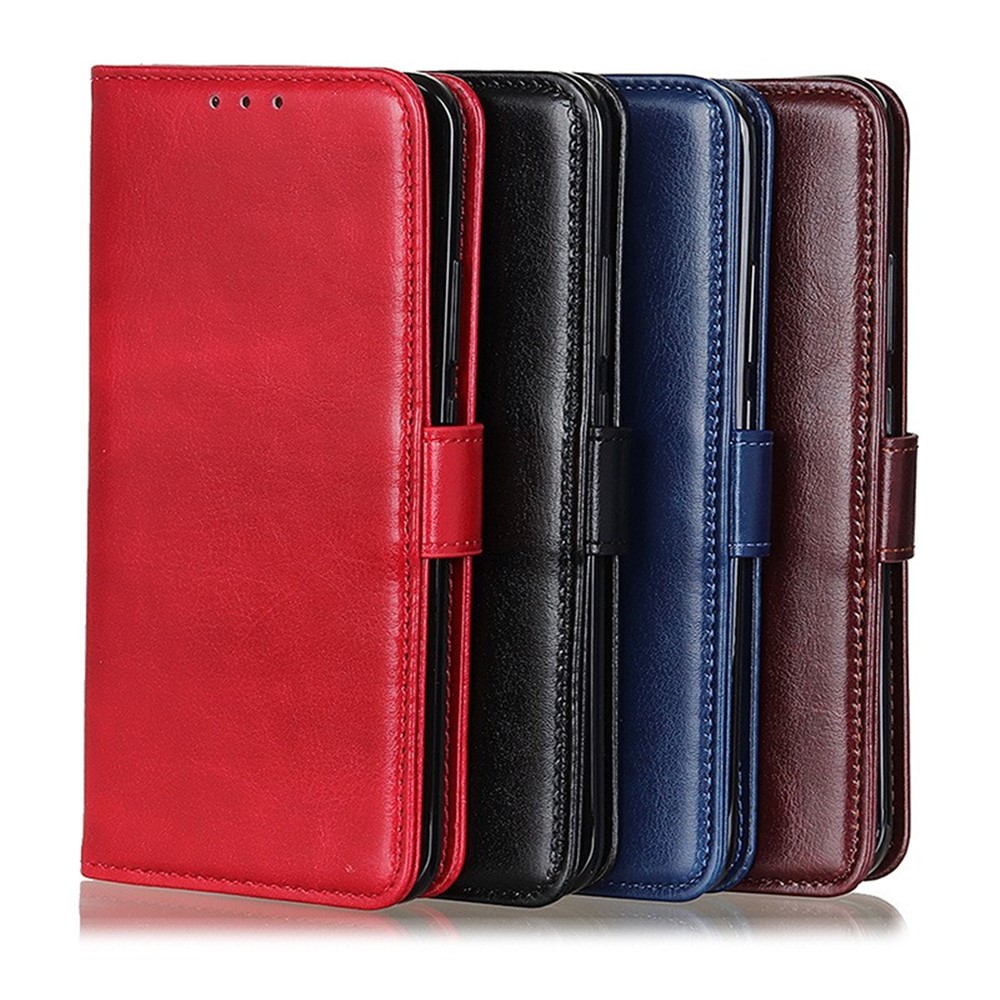 Crazy Horse Texture PU Leather Folio Flip Wallet Case TPU Shockproof Inner Shell with Stand for Motorola Edge X30 - Black-9