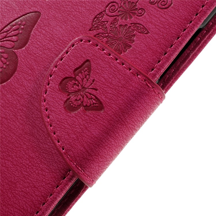 Imprint Butterfly Flower Wallet Stand Leather Cover for Lenovo K6 - Rose-10