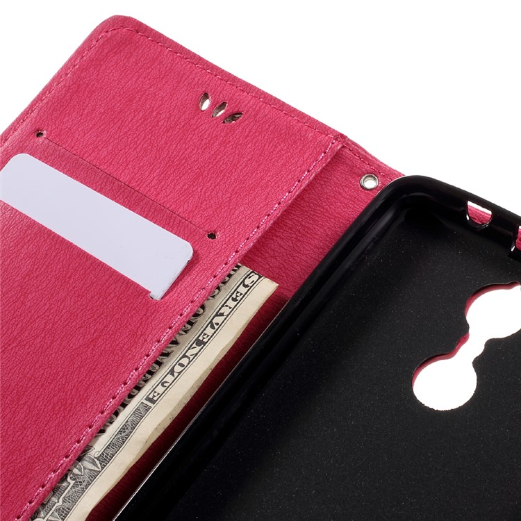 Imprint Butterfly Flower Wallet Stand Leather Cover for Lenovo K6 - Rose-12