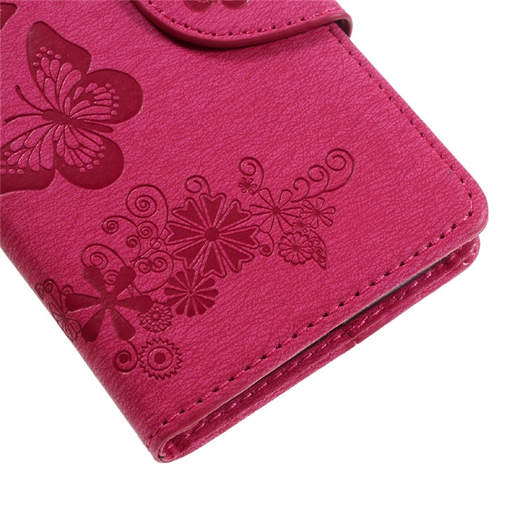 Imprint Butterfly Flower Wallet Stand Leather Cover for Lenovo K6 - Rose-8
