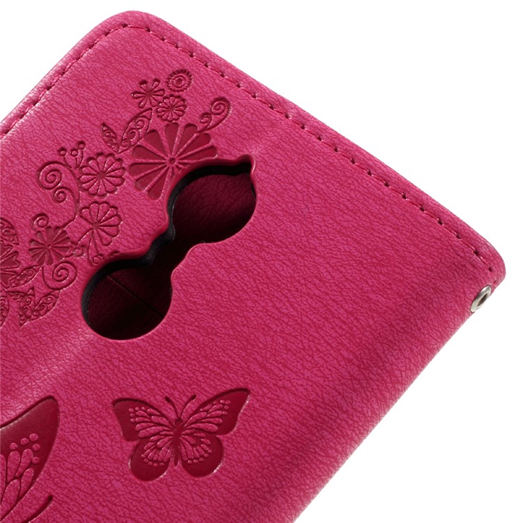Imprint Butterfly Flower Wallet Stand Leather Cover for Lenovo K6 - Rose-9