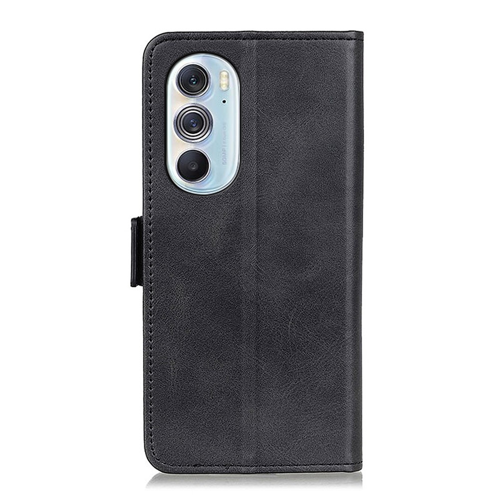 PU Leather Wallet Flip Phone Case Shockproof TPU Stand Protective Case for Motorola Edge X30 - Black-3