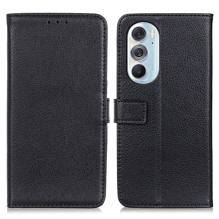 Litchi Texture Leather Flip Wallet Case Stand Shockproof TPU Inner Shell Phone Cover for Motorola Edge X30 - Black-1