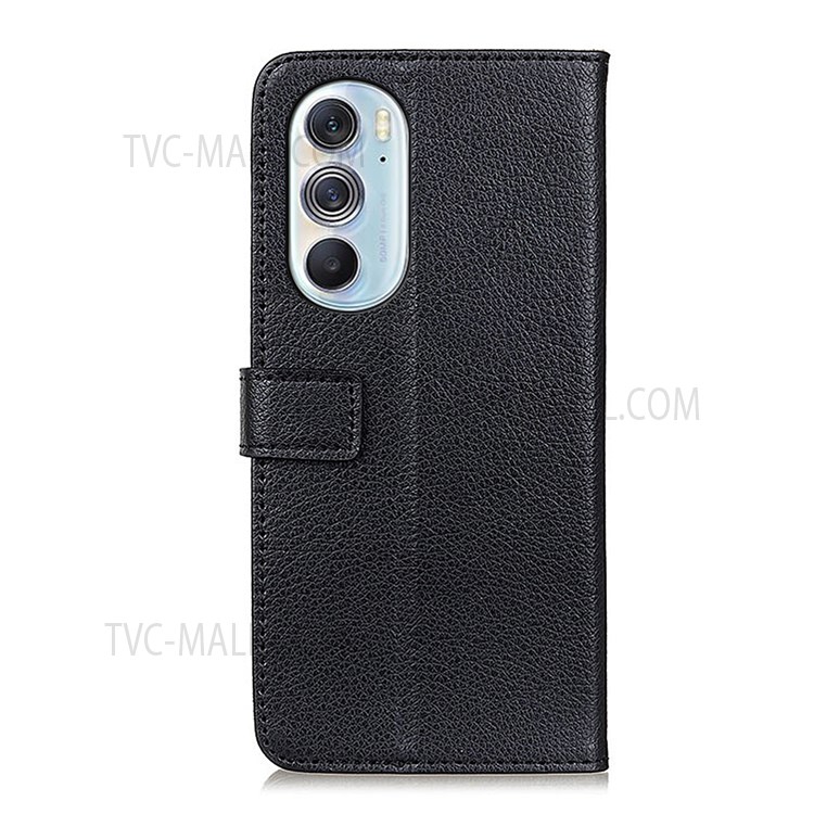 Litchi Texture Leather Flip Wallet Case Stand Shockproof TPU Inner Shell Phone Cover for Motorola Edge X30 - Black-3