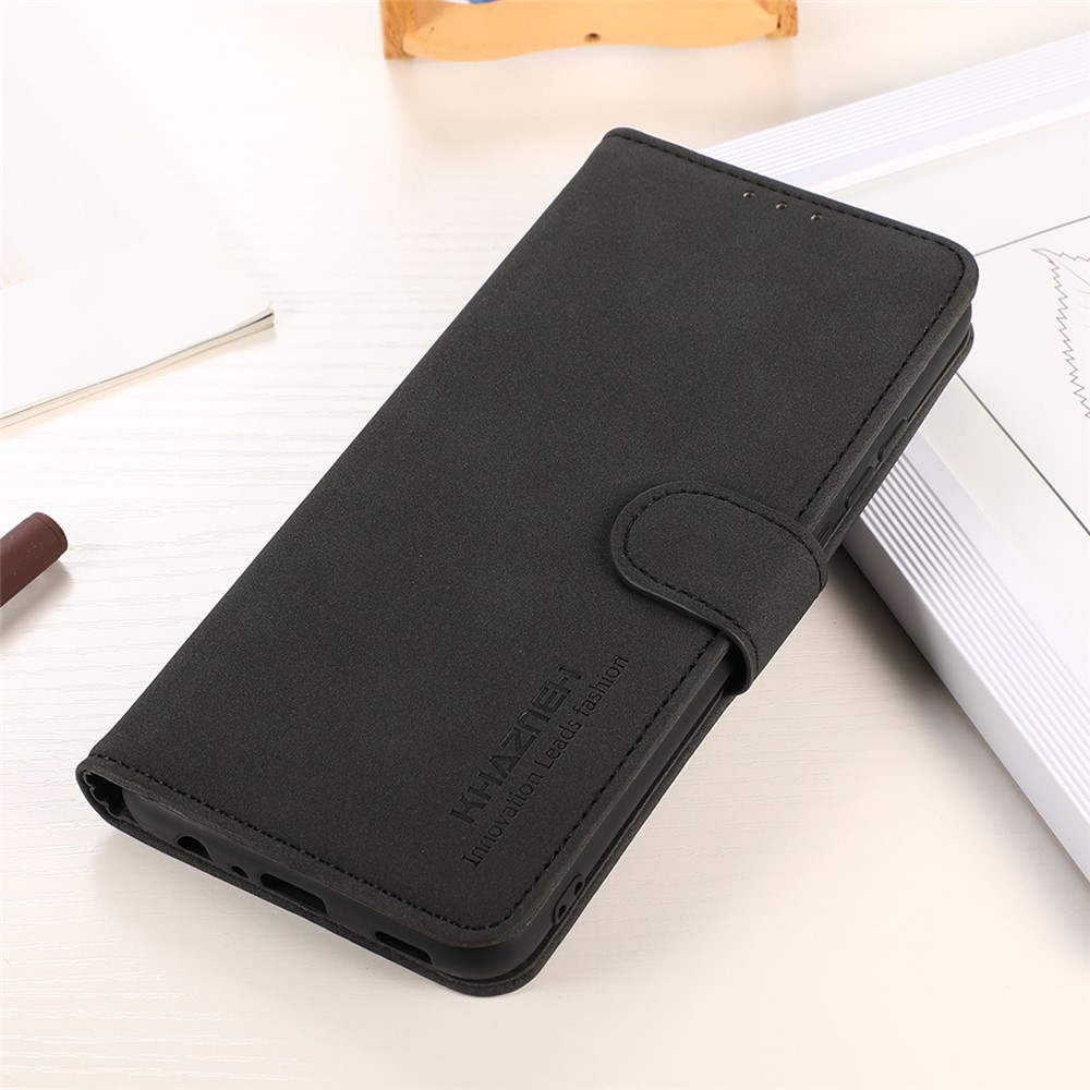 KHAZNEH Stand Feature Textured PU Leather Phone Case Wallet Flip Shockproof Protective Cover for Motorola Edge X30 - Black-6