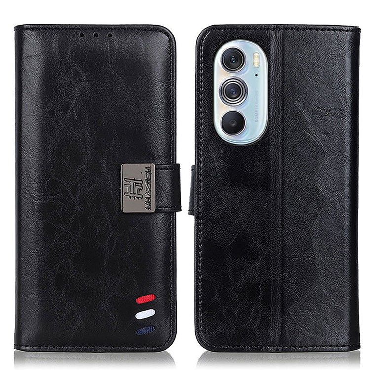 Magnetic PU Leather + TPU Shockproof Interior Case Wallet Stand Phone Cover for Motorola Edge X30 - Black-1