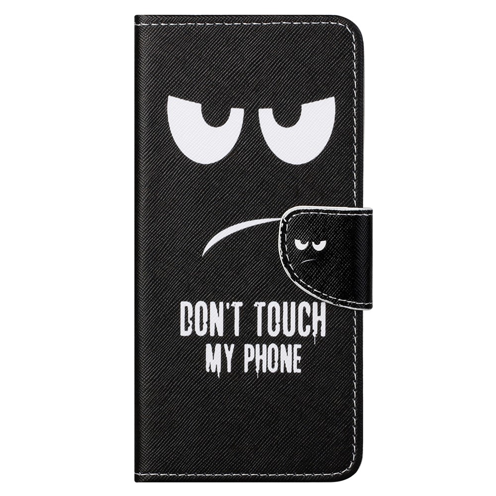 Cross Texture Folding Phone Case PU Leather Magnetic Closed Protective Cover with Wallet for Motorola Moto G31/G41 - Don't Touch My Phone-2