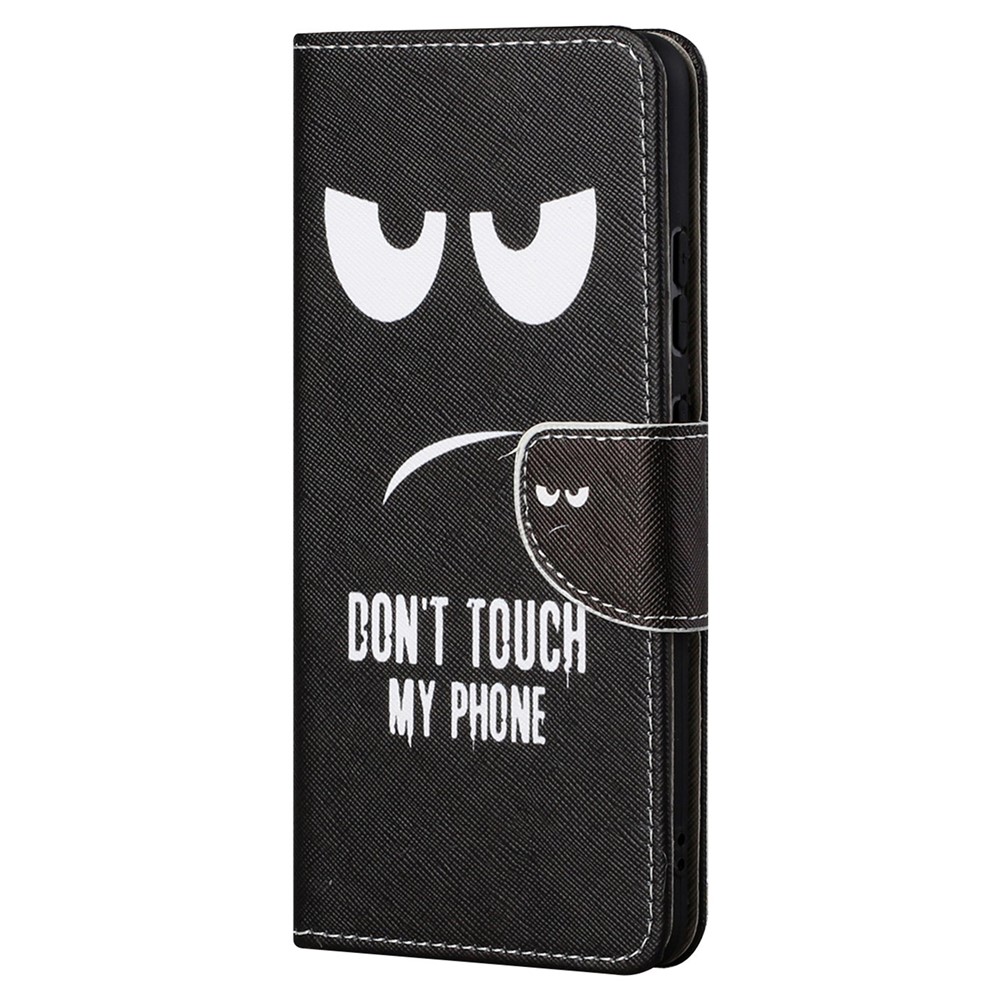 Cross Texture Folding Phone Case PU Leather Magnetic Closed Protective Cover with Wallet for Motorola Moto G31/G41 - Don't Touch My Phone-3