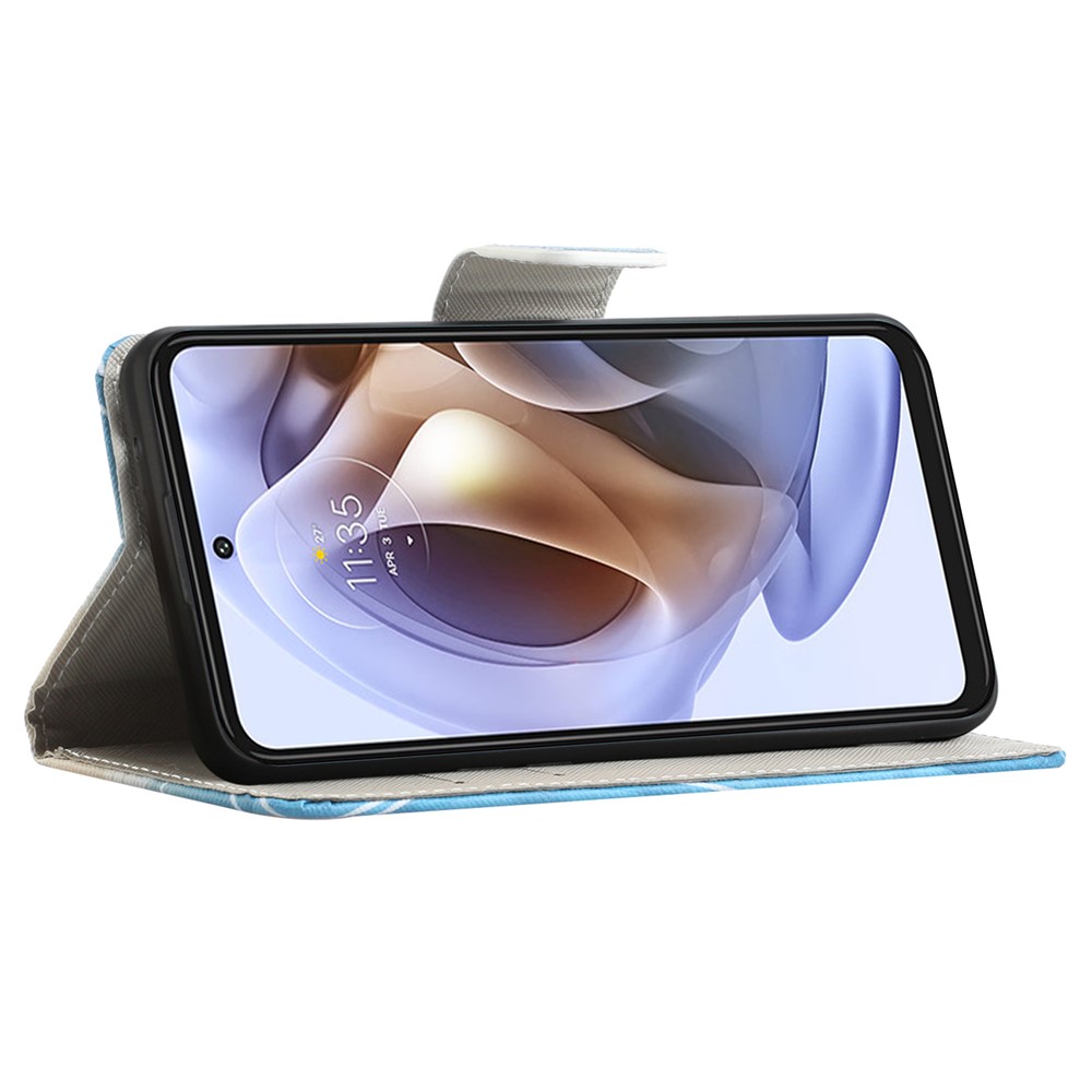 Cross Texture Folding Phone Case PU Leather Magnetic Closed Protective Cover with Wallet for Motorola Moto G31/G41 - Don't Touch My Phone-5