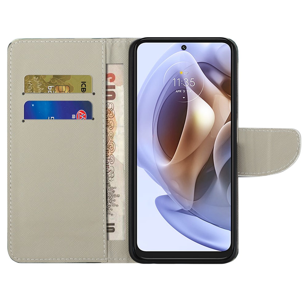 Cross Texture Folding Phone Case PU Leather Magnetic Closed Protective Cover with Wallet for Motorola Moto G31/G41 - Don't Touch My Phone-6