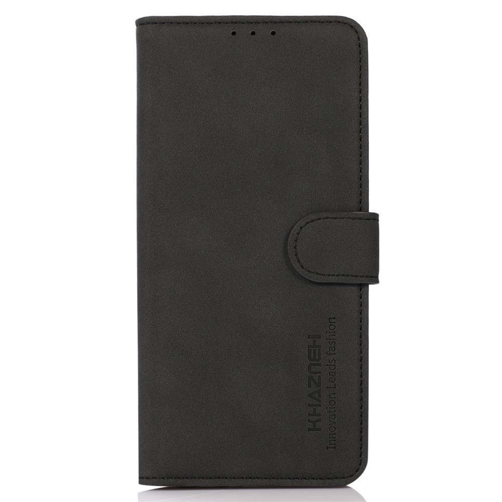 KHAZNEH Wallet Design Full Coverage Textured Leather Phone Cover Case with Adjustable Stand for Motorola Moto G51 5G - Black-2