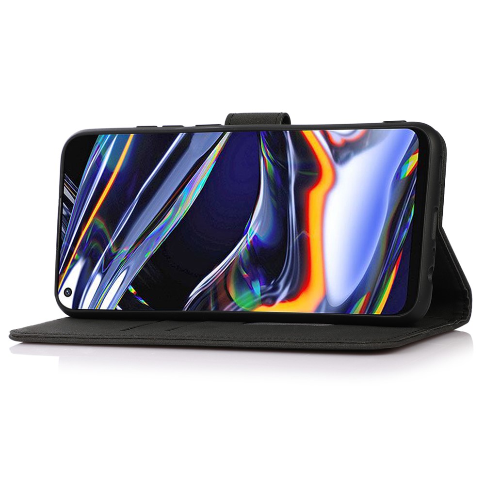 KHAZNEH Wallet Design Full Coverage Textured Leather Phone Cover Case with Adjustable Stand for Motorola Moto G51 5G - Black-4