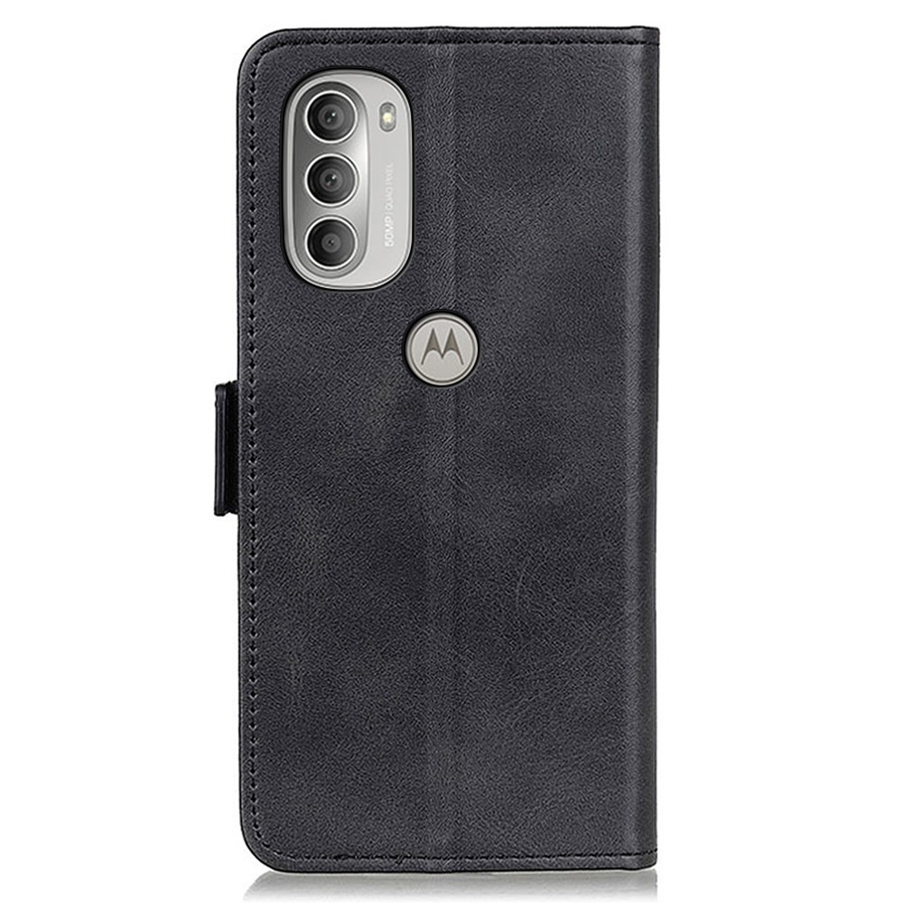 PU Leather Wallet Flip Phone Case Shockproof TPU Stand Protective Phone Cover for Motorola Moto G51 5G - Black-3