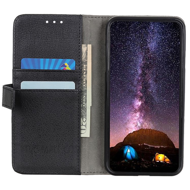 Well-protected Wallet Stand Design Litchi Texture Magnetic Clasp PU Leather Case Cover for Motorola Moto G31/G41 - Black-5