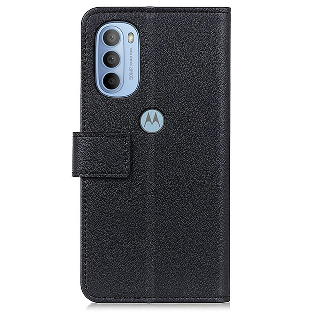 Stylish Textured PU Leather + TPU Well-protected Phone Case Shell with Wallet Stand for Motorola Moto G41 / G31 - Black-3