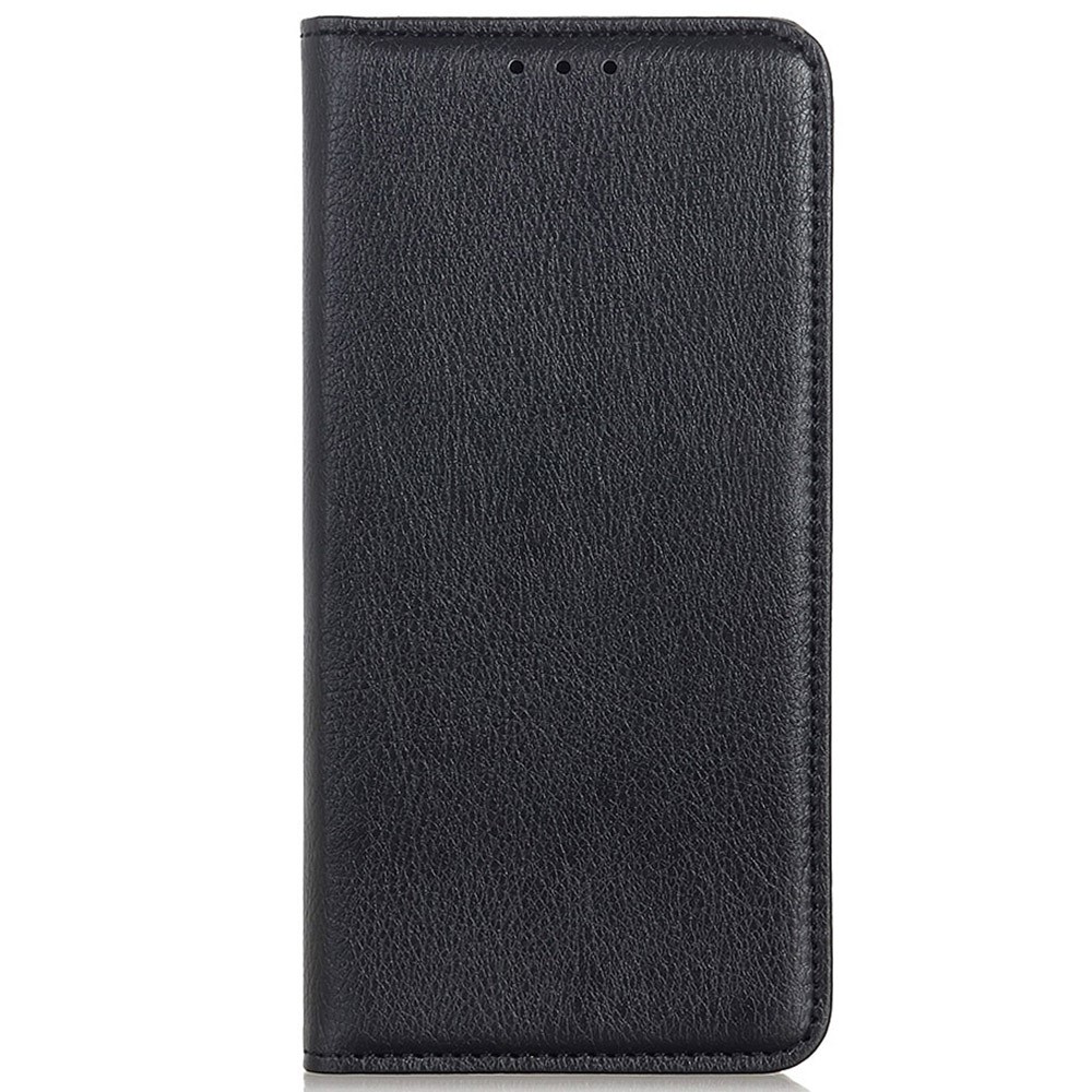 Auto Closing Magnetic Shockproof Phone Case Litchi Texture Split Leather + TPU Cover with Foldable Stand for Motorola Moto G51 5G - Black-2