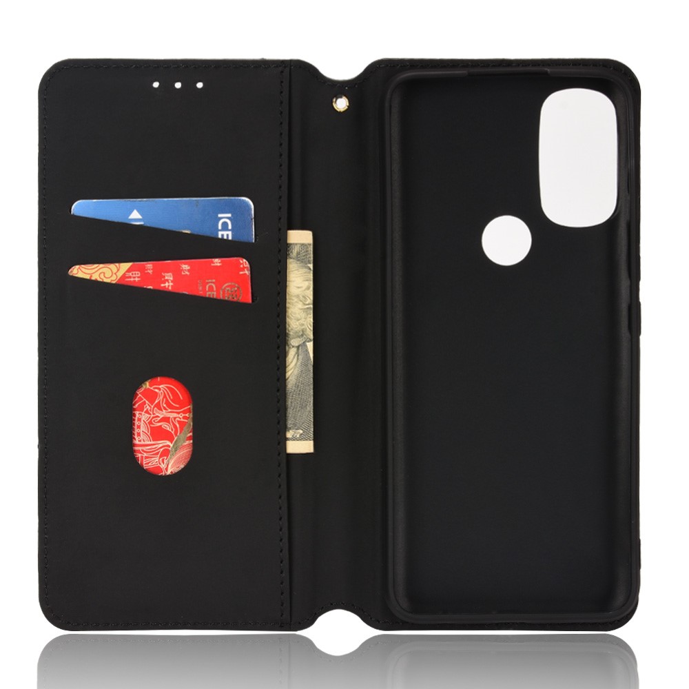 Drop-proof Anti-scratch Magnetic Auto Closing 3D Rhombus Imprinted PU Leather Mobile Phone Case with Stand Wallet for Motorola Moto G71 5G - Black-6
