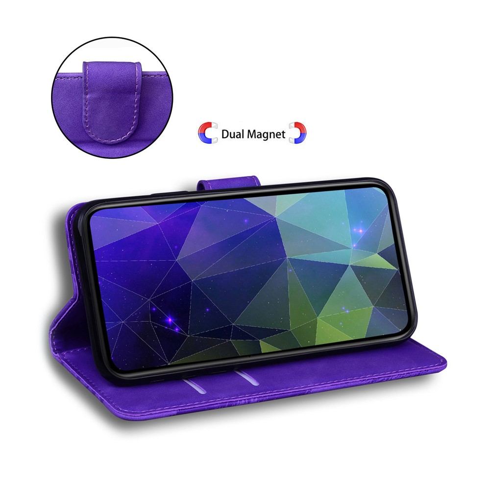 Scratch-resistant TPU+PU Leather Case Magnetic Mobile Phone Case Wallet Cover with Stand for Motorola Moto G51 5G - Purple-7