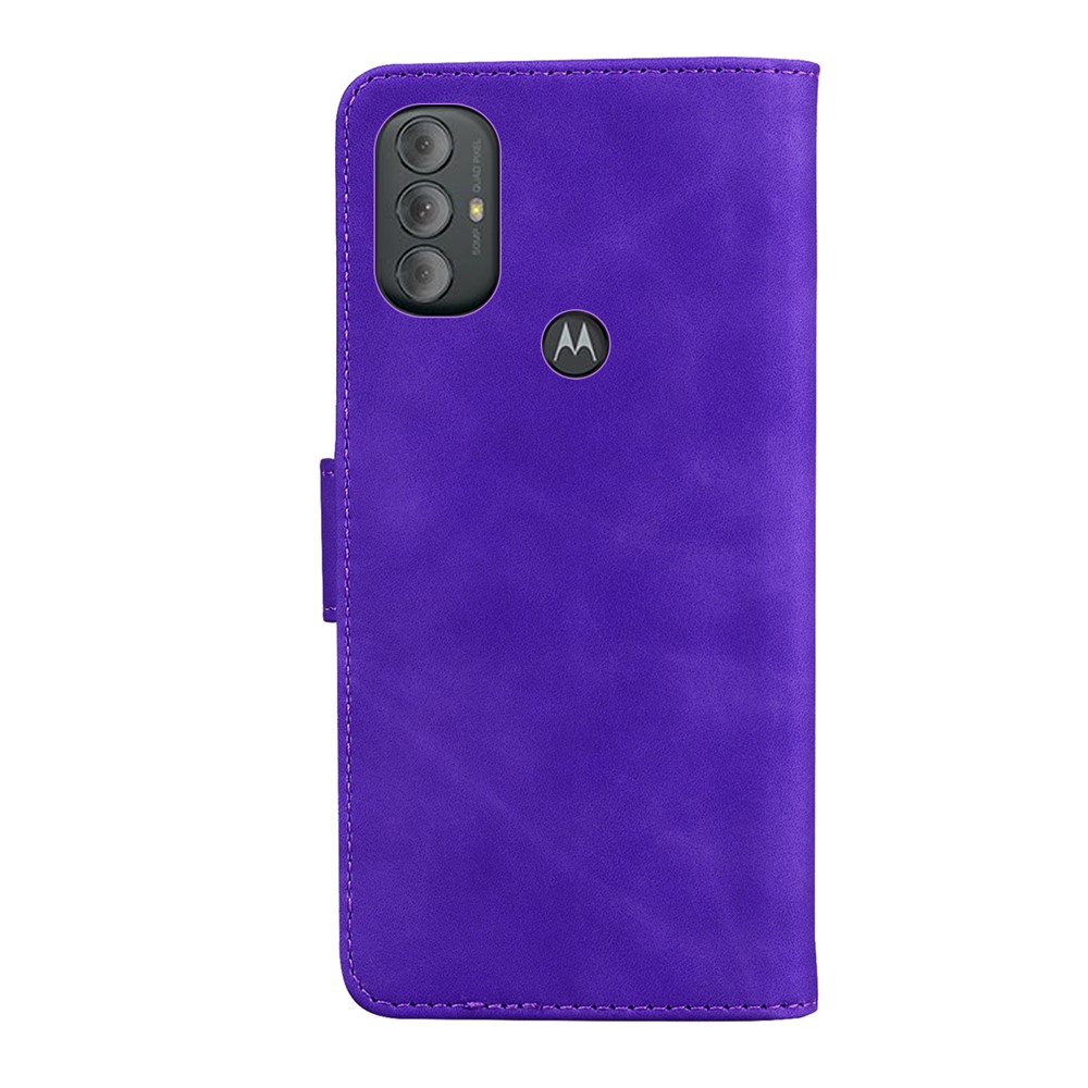 Solid Color Scratch-resistant PU Leather + TPU Wallet Stand Phone Case Shell for Motorola Moto G Power (2022) - Purple-3