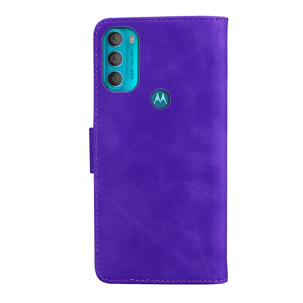 Smartphone Case Strong Auto-absorbed Leather Case Magnetic Mobile Phone Full Protective Wallet Cover with Stand for Motorola Moto G71 5G - Purple-3