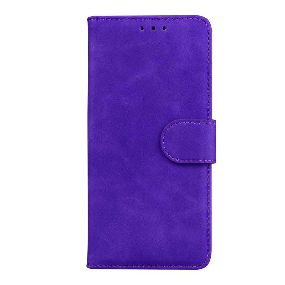 Shockproof Leather Case Wallet Stand Solid Color Phone Cover for Motorola Moto G200 5G - Purple-2