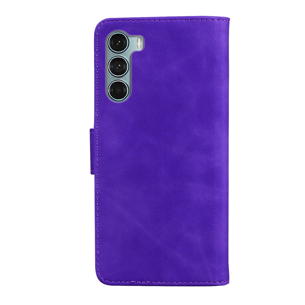 Shockproof Leather Case Wallet Stand Solid Color Phone Cover for Motorola Moto G200 5G - Purple-3