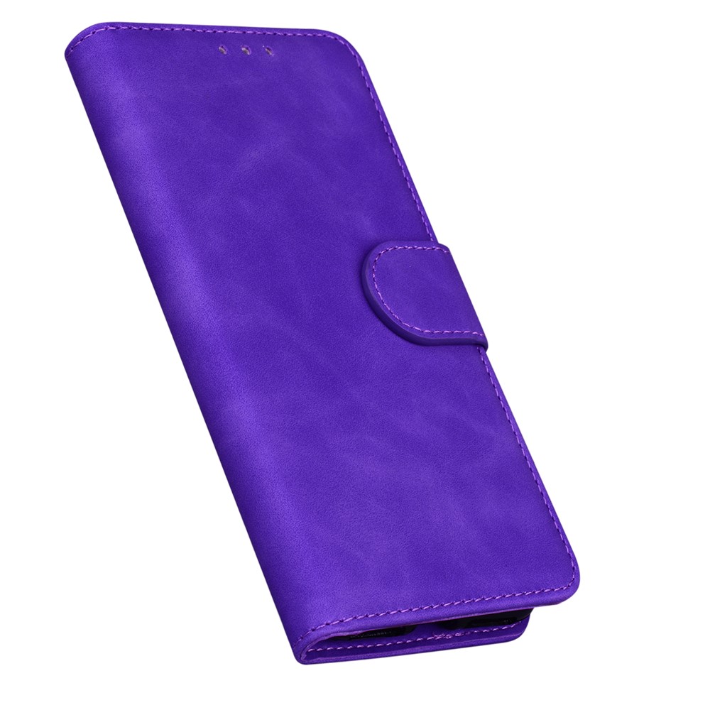 Shockproof Leather Case Wallet Stand Solid Color Phone Cover for Motorola Moto G200 5G - Purple-6
