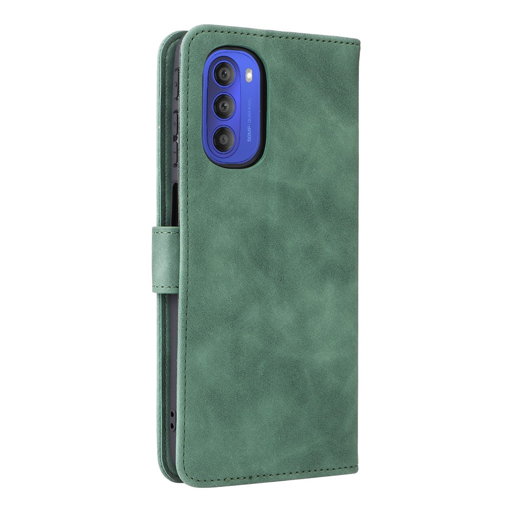 Skin-touch Feeling Mobile Phone Case PU Leather + TPU Dual Protective Cover with Stand and Wallet for Motorola Moto G51 5G - Green-3